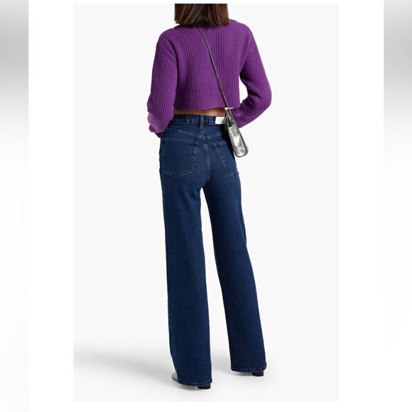 RE/DONE Cropped ribbed wool sweater Purple NWT - Picture 3 of 11